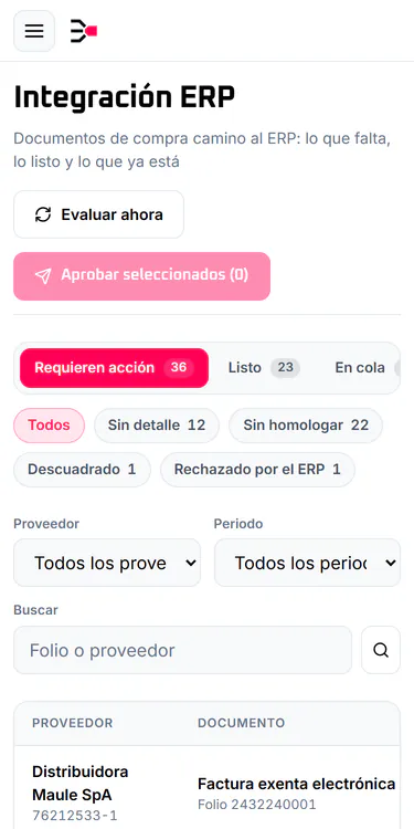 Bandeja de integración en un celular
