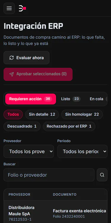 Bandeja de integración en un celular